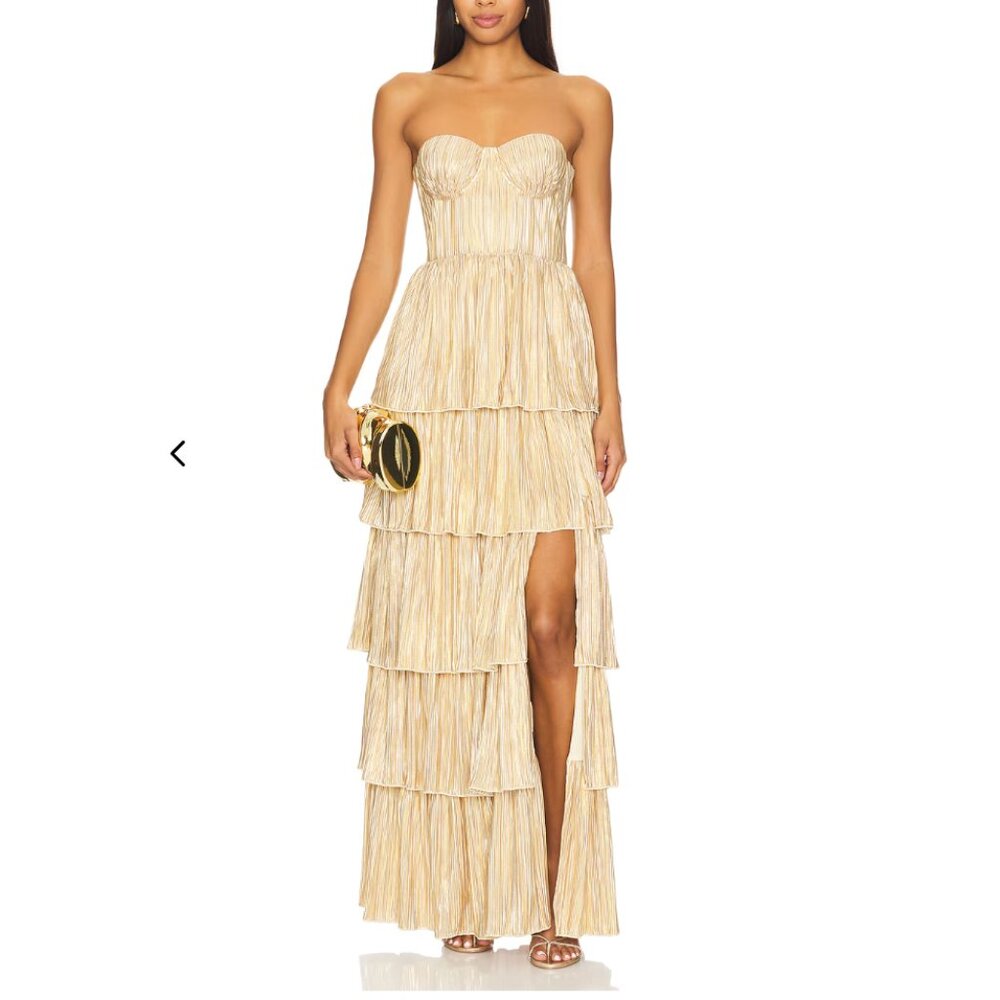 Hattie Gown by Lovers and Friends from Revolve, Gold XXS NWT